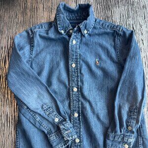Ralph Lauren long-sleeve denim button-down in a medium blue wash